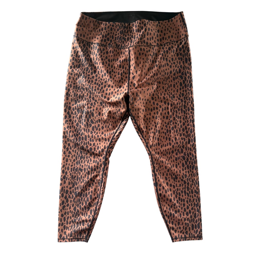 Good American Womens Animal Print High Waisted Cropped Leggings Brown Size 7 4X